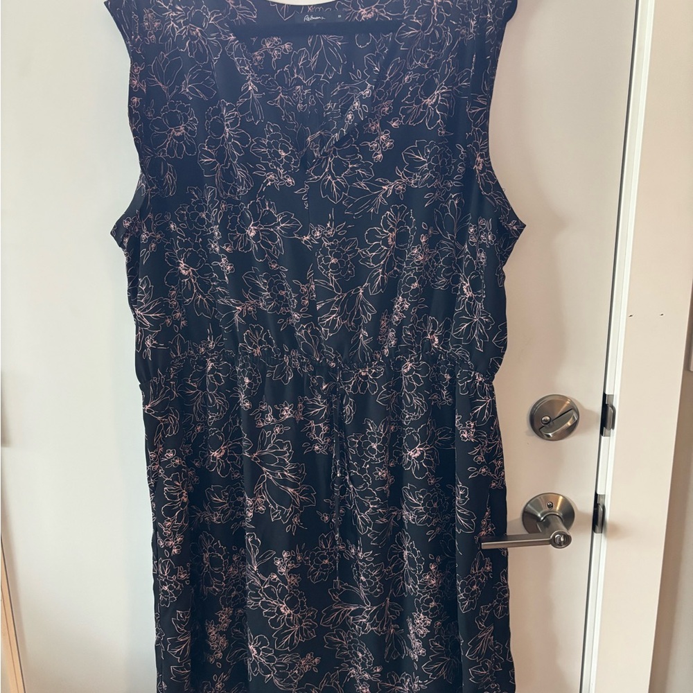 Reitmans Black Dress with Pink Floral Design